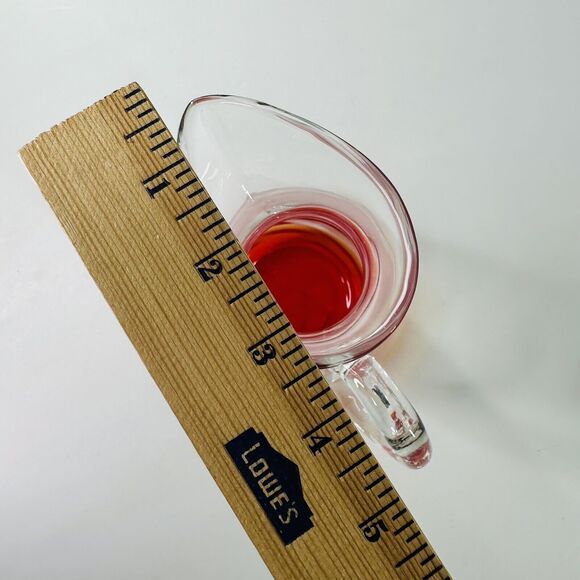 Clear Red Base Art Glass Pitcher Barware Cocktail Party Water Heavy READ - Picture 11 of 13